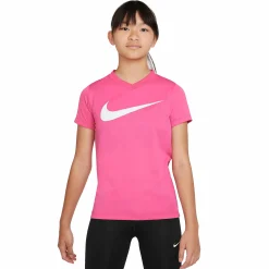 New NIKE dri-fit v-neck tee g jr Pink