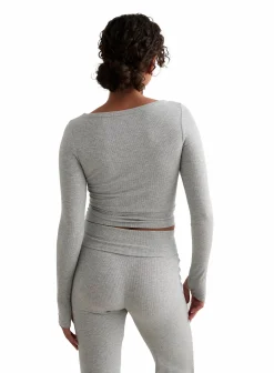 Outlet AIM´N ease ribbed long sleeve top Grey Melange