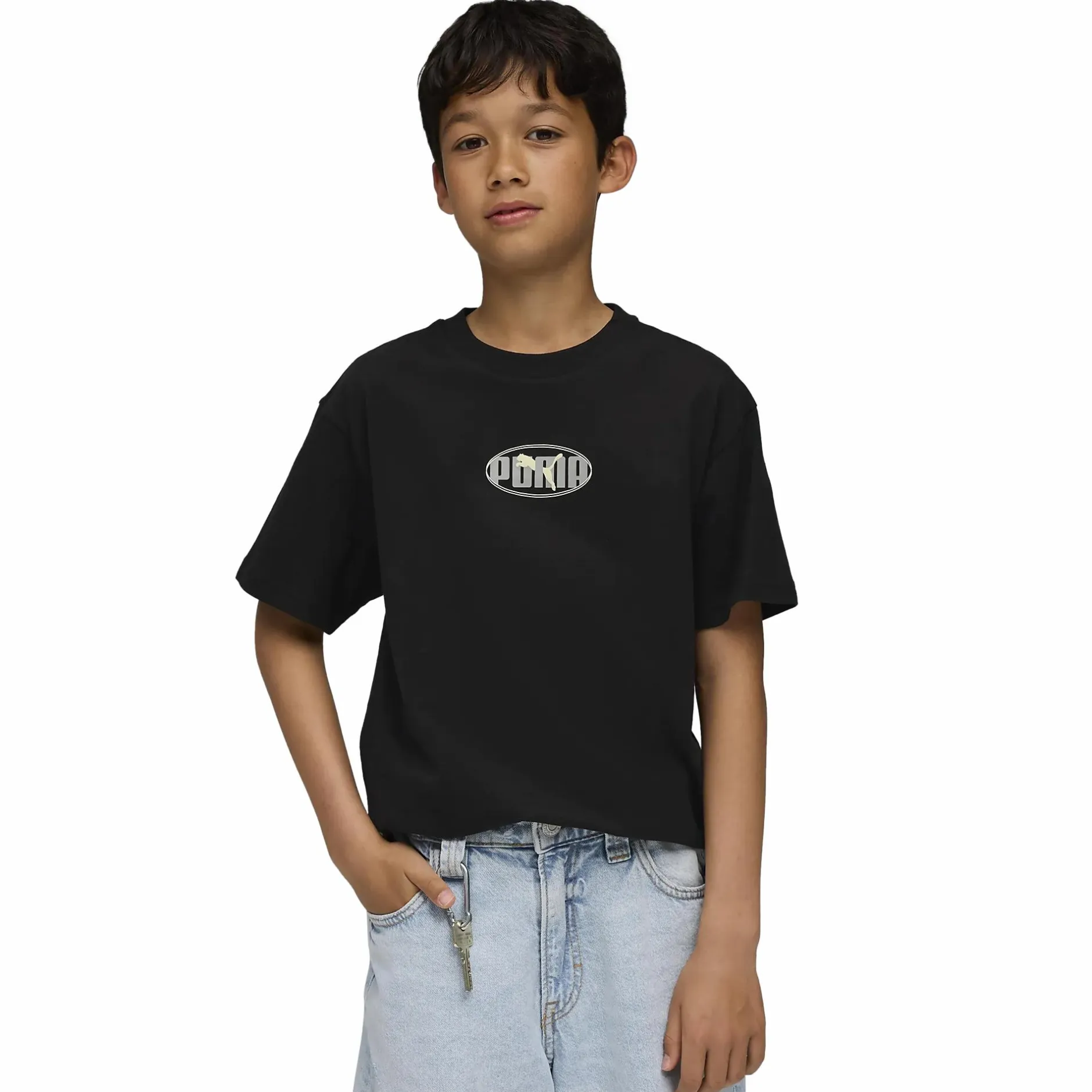 New PUMA ess logo lab relax tee jr Puma Black