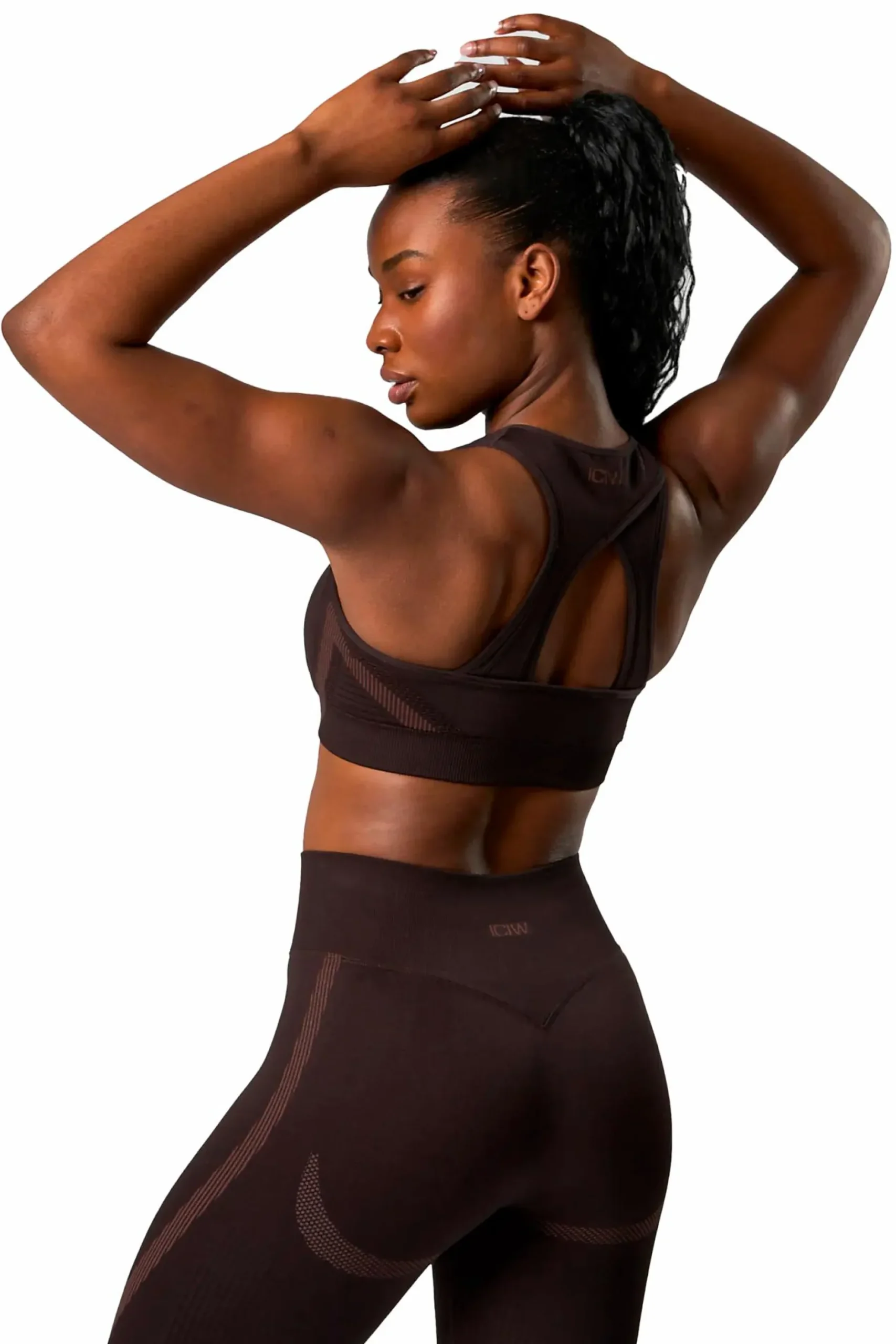 Clearance ICANIWILL impact seamless sports bra w Dark Brown