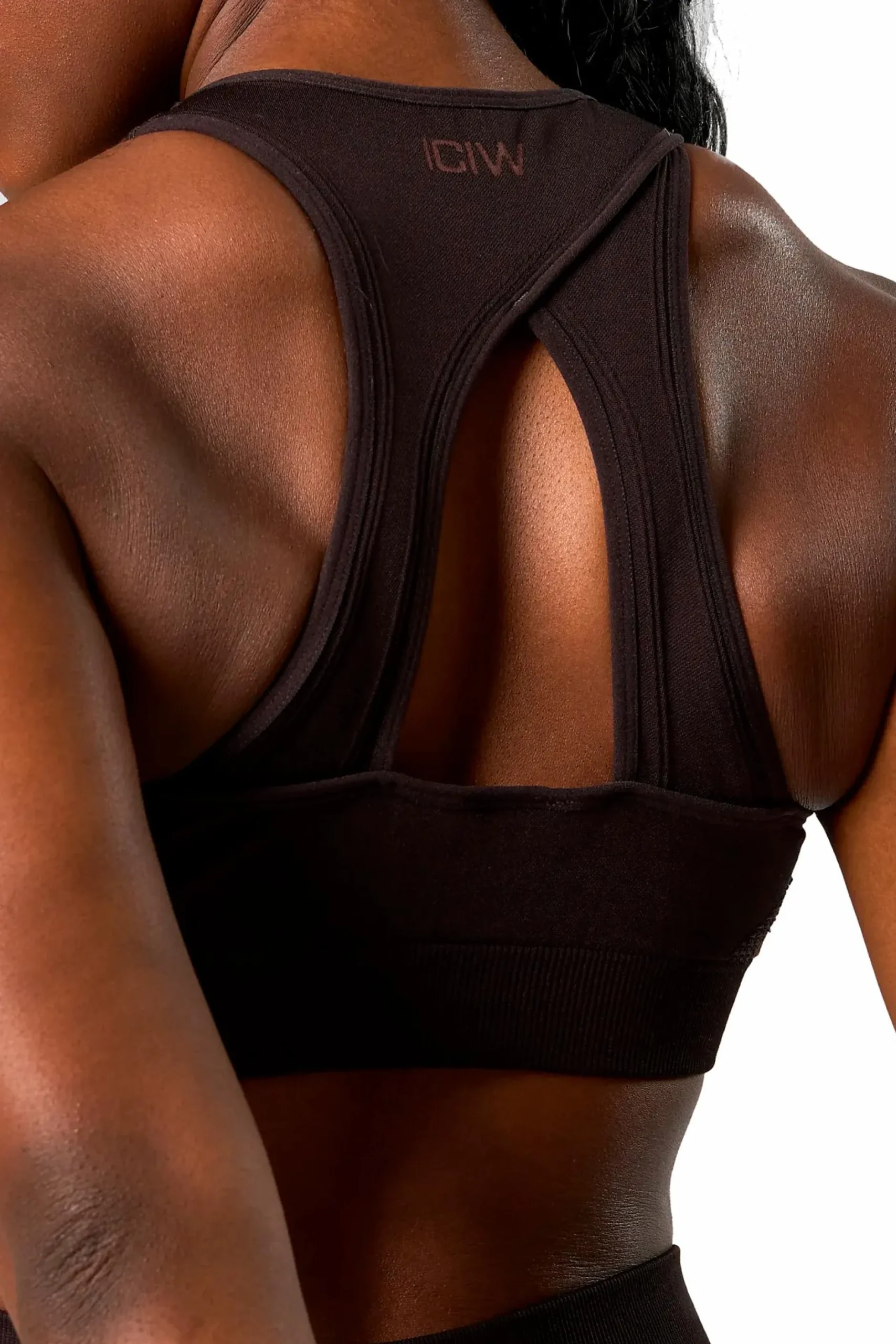 Clearance ICANIWILL impact seamless sports bra w Dark Brown