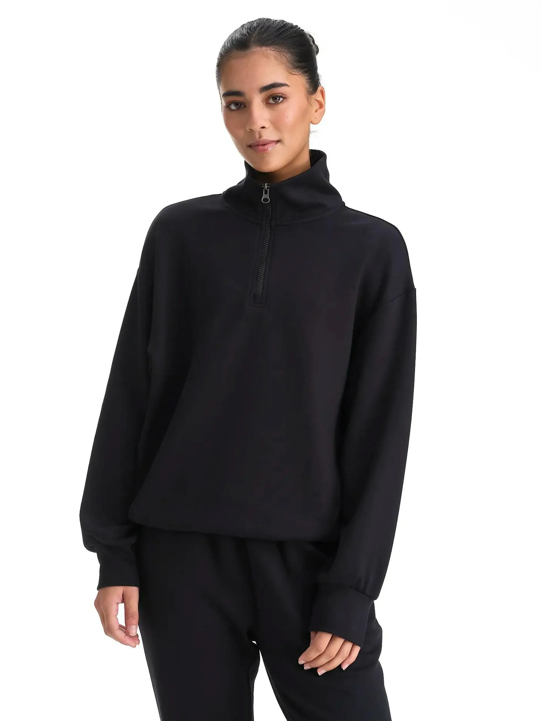 New LE DON DE VIE lounge half zip w Black