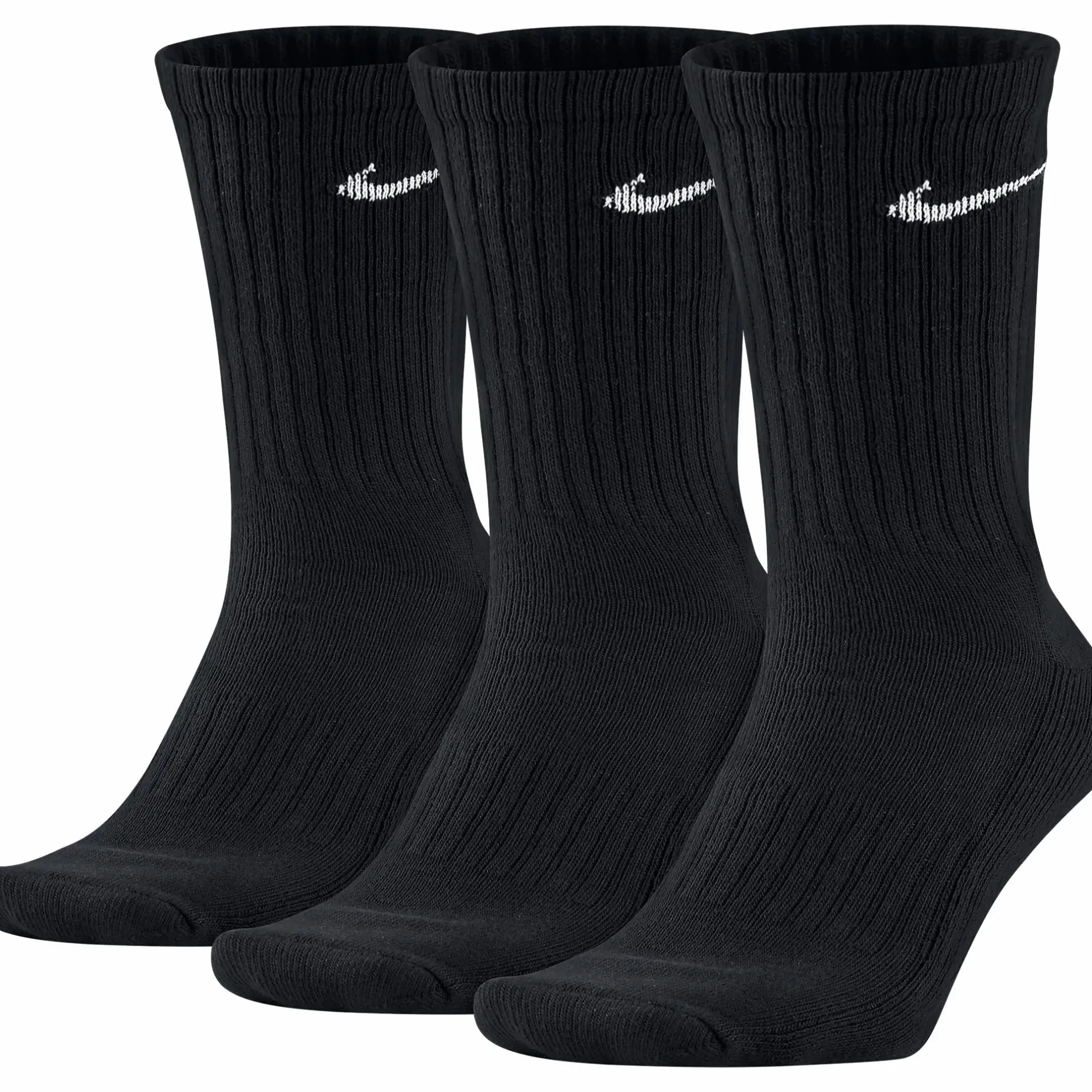New NIKE cushioned training crew socks Black/White