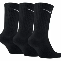 New NIKE cushioned training crew socks Black/White