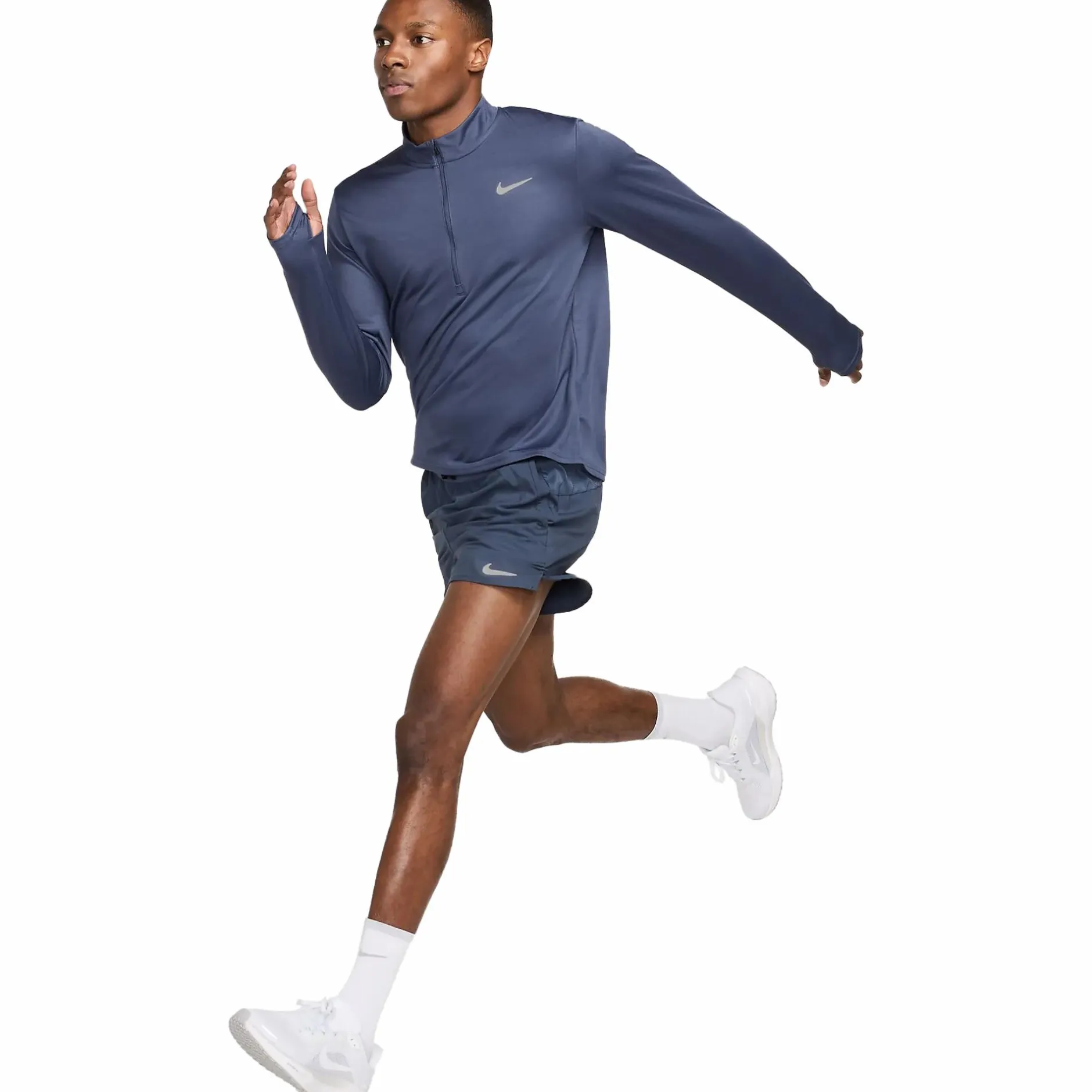 Best NIKE pacer men's dri-fit 1/2-zip ru Blue/silver