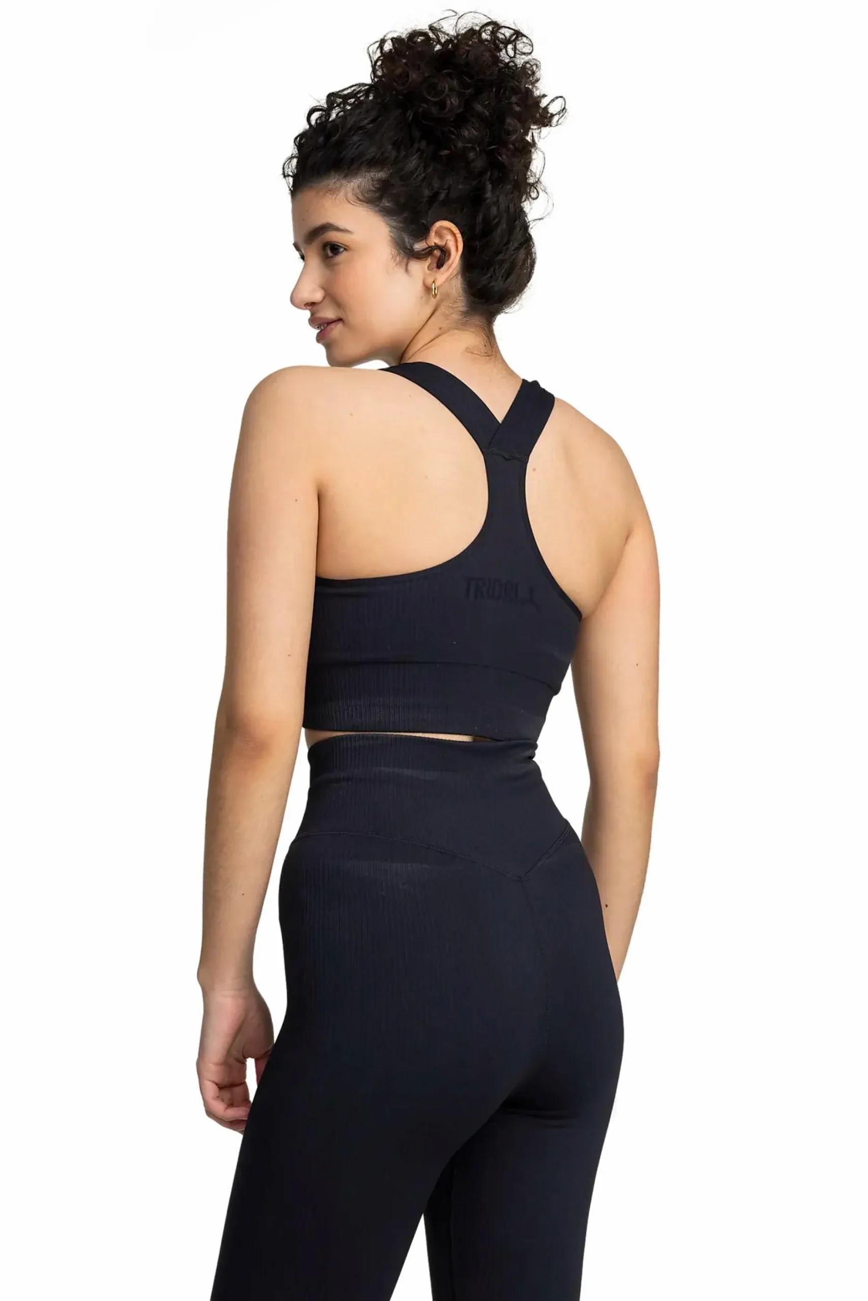 Outlet TRIDRI ribbed seamless bra w Black