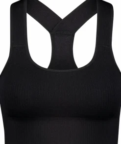 Outlet TRIDRI ribbed seamless bra w Black