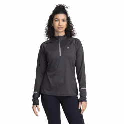 Clearance RONHILL run half zip, langermet treningstrøye, dame Black Melange