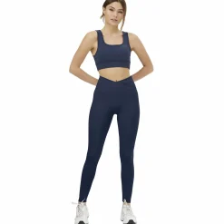 Clearance DROP OF MINDFULNESS square neck sports bra Dark Blue