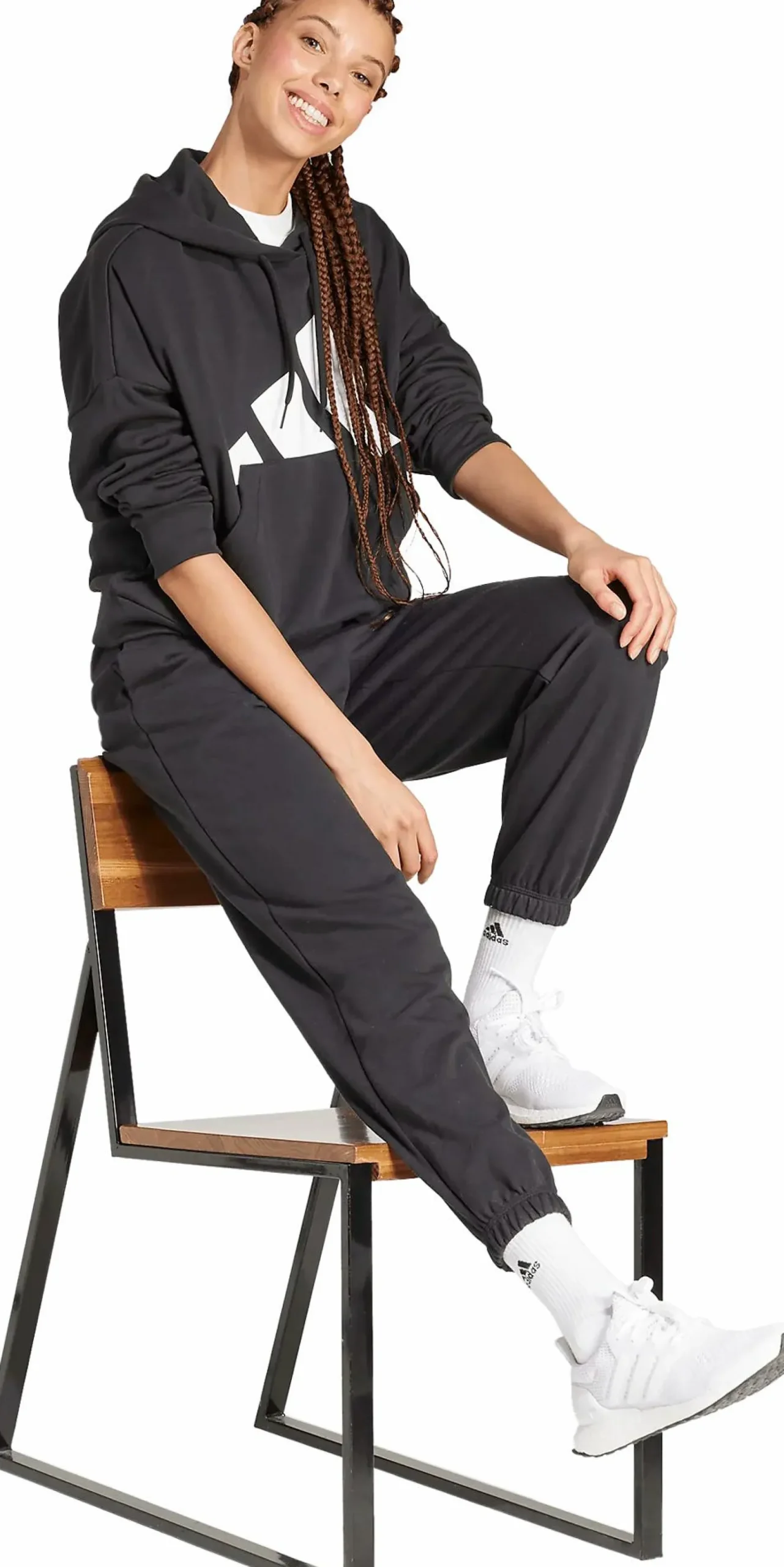 ADIDAS w big logo ft hood BLACK/WHITE
